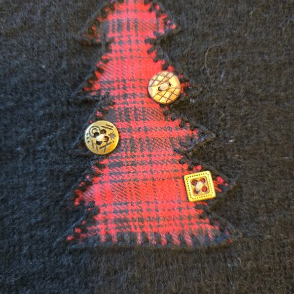 Vintage Woolrich Vest Women's M Black Boiled Wool Applique Moose Cabin Rustic - Picture 11 of 11